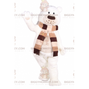 BIGGYMONKEY™ Schattig ijsbeer-mascottekostuum met sjaal - Bear mascotte - BIGGYMONKEY_014981 - BiggyMonkey.com