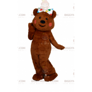 BIGGYMONKEY™ Cute Bear Bear Mascot Costume with Polka Dot Bow -