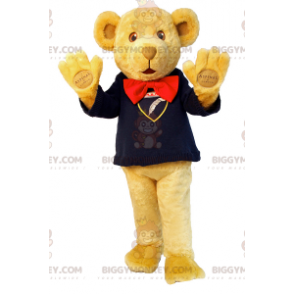 BIGGYMONKEY™ søt bjørnemaskotkostyme med genser og sløyfe - Bjørn maskot - BIGGYMONKEY_014983 - BiggyMonkey.com