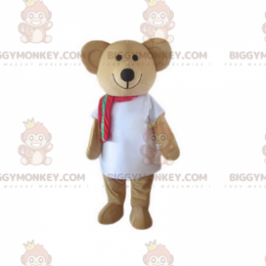Traje de mascote BIGGYMONKEY™ de adorável ursinho de pelúcia sorridente com lenço vermelho - Mascote urso - BiggyMonkey.com