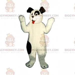 BIGGYMONKEY™ Cute Little White Dog and Black Eyes Mascot