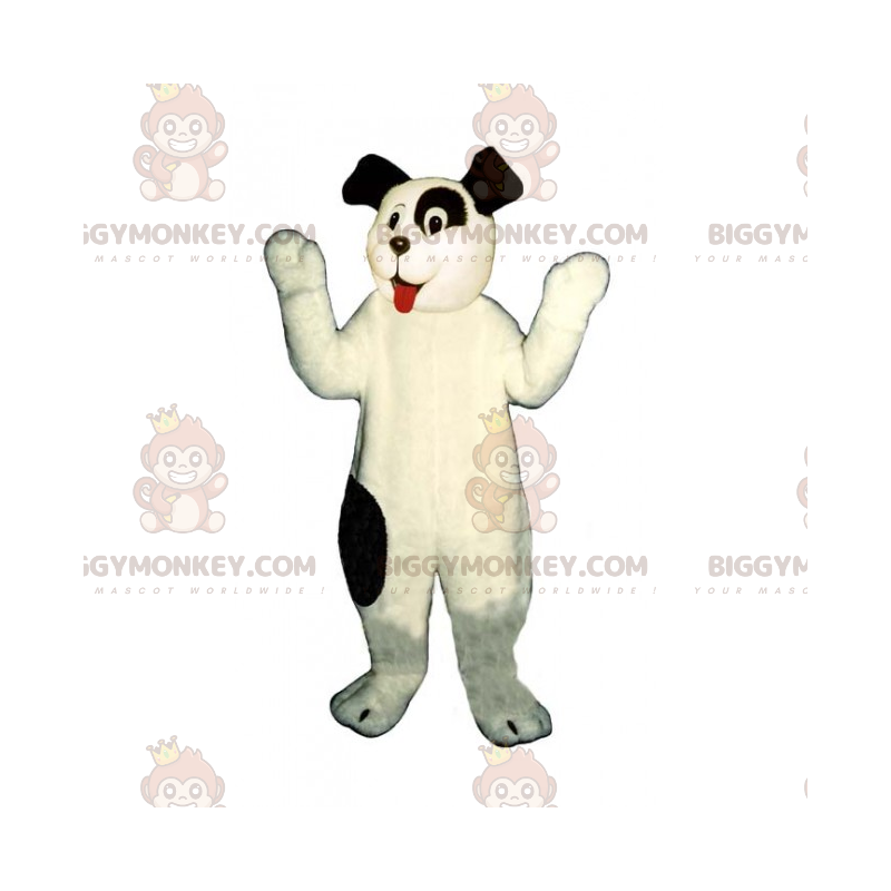 BIGGYMONKEY™ Cute Little White Dog and Black Eyes Mascot