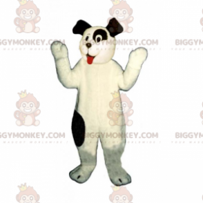 BIGGYMONKEY™ Cute Little White Dog and Black Eyes Mascot