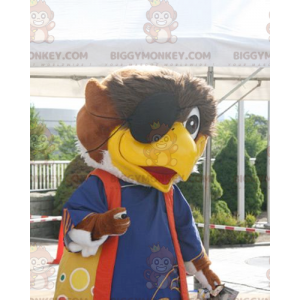 Costume de mascotte BIGGYMONKEY™ de gros oiseau marron et blanc