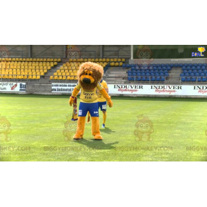 Costume de mascotte BIGGYMONKEY™ de lion orange et marron en