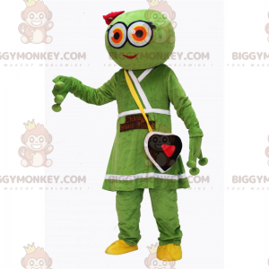 Alien BIGGYMONKEY™ Mascot Costume with Dress and Heart Bag -