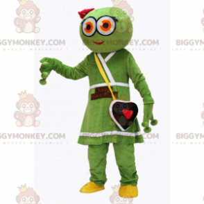 Alien BIGGYMONKEY™ maskottiasu mekolla ja sydänlaukulla -
