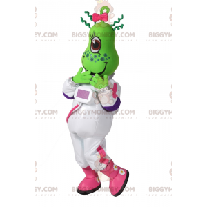 Costume de mascotte BIGGYMONKEY™ d'Alien vert avec tenue