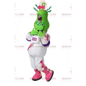Πράσινη στολή μασκότ BIGGYMONKEY™ Alien με στολή αστροναύτη -