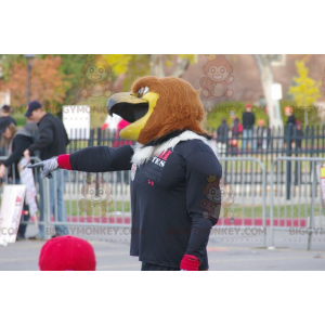 BIGGYMONKEY™ Mascot Costume Very Muscular Brown Eagle In