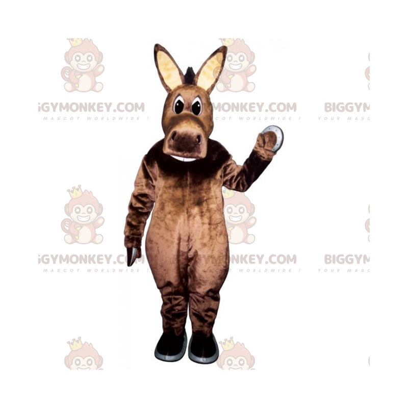 Traje de mascote bege de burro orelhudo grande BIGGYMONKEY™ –