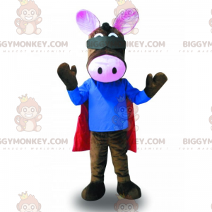 Esel BIGGYMONKEY™ Maskottchenkostüm mit rotem Umhang -