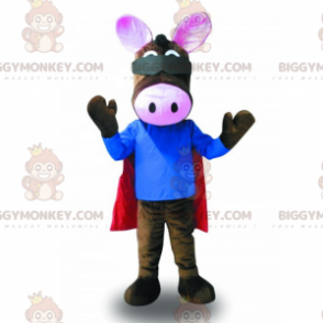 Disfraz de mascota burro BIGGYMONKEY™ con capa roja -
