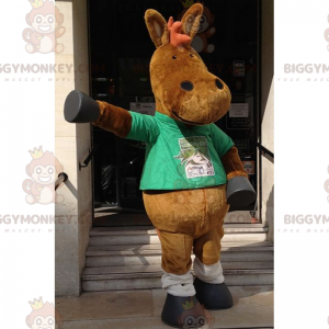 Donkey BIGGYMONKEY™ Mascot Costume with Green Tshirt -