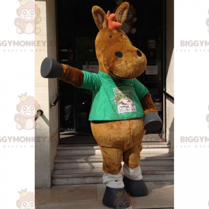 Traje de mascote Burro BIGGYMONKEY™ com camiseta verde –