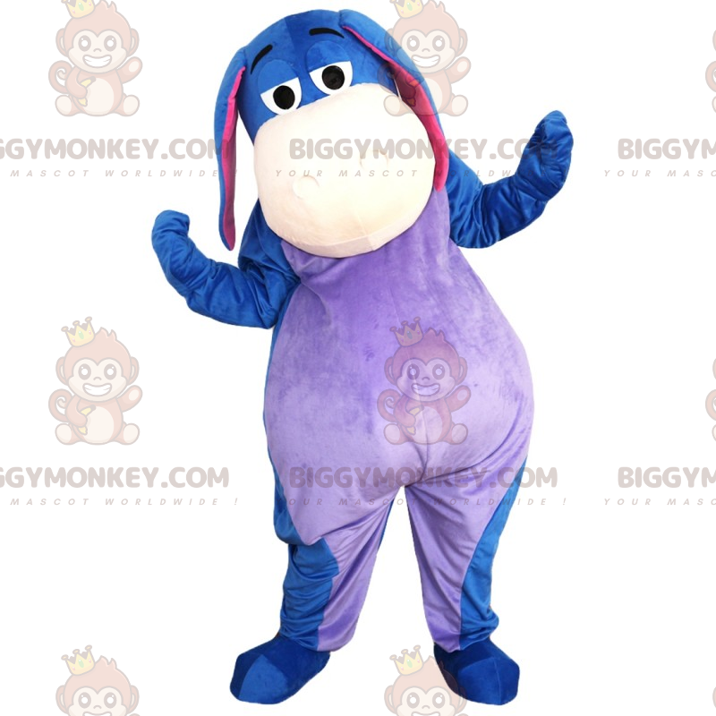 Traje de mascote de burro azul e roxo BIGGYMONKEY™ –