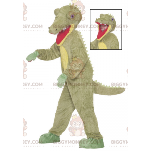 Big Teeth Green Crocodile Dinosaur BIGGYMONKEY™ Mascot Costume