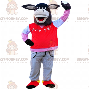 Traje de mascote de burro BIGGYMONKEY™ em calças e suéter –