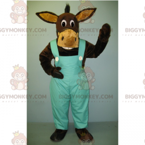 Donkey in Blue Overalls BIGGYMONKEY™ Mascot Costume -