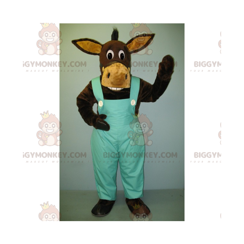 Esel im blauen Overall BIGGYMONKEY™ Maskottchenkostüm - Esel im blauen Overall BIGGYMONKEY™ Maskottchenkostüm -