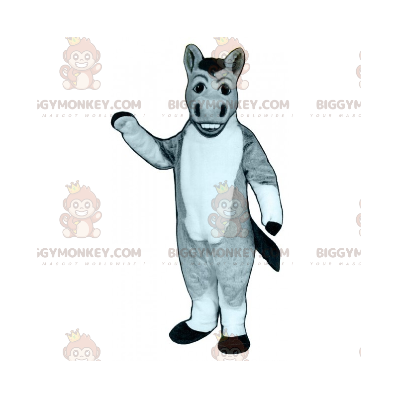 Traje de mascote de burro cinza BIGGYMONKEY™ de narinas grandes