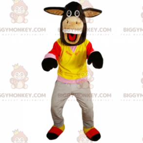 BIGGYMONKEY™ Mascottekostuum met lachende ezel in sportkleding