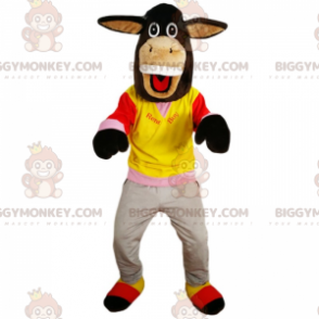 BIGGYMONKEY™ Smiling Donkey Mascot Costume In Sportswear - Sports mascot - BIGGYMONKEY_015067 - BiggyMonkey.com