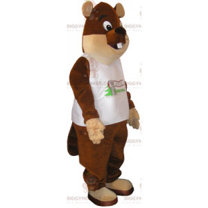 Animal BIGGYMONKEY™ Mascot Costume - Big Brown Bear with Tee