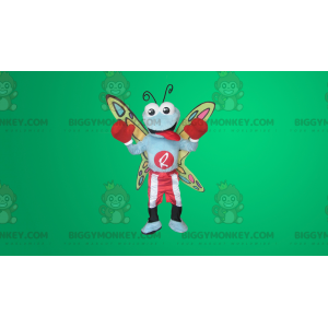 BIGGYMONKEY™ Mascot Costume Colorful Butterfly In Boxing Outfit