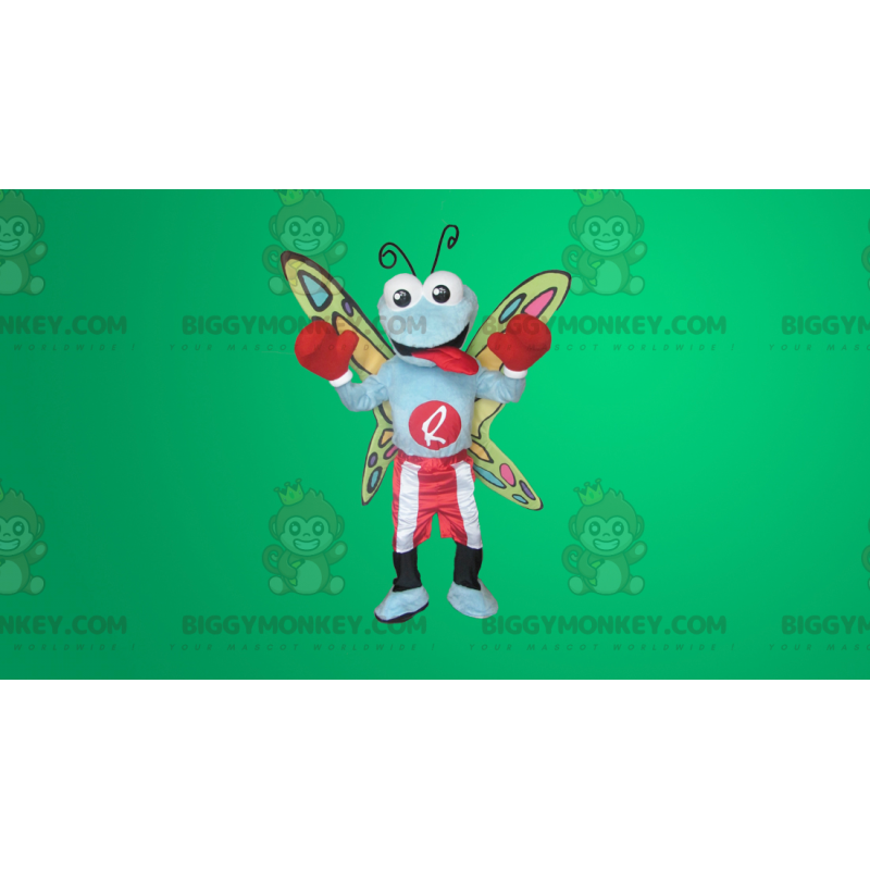 BIGGYMONKEY™ Mascot Costume Colorful Butterfly In Boxing Outfit BIGGYMONKEY™ Mascot Costume Colorful Butterfly In Boxing Outfit