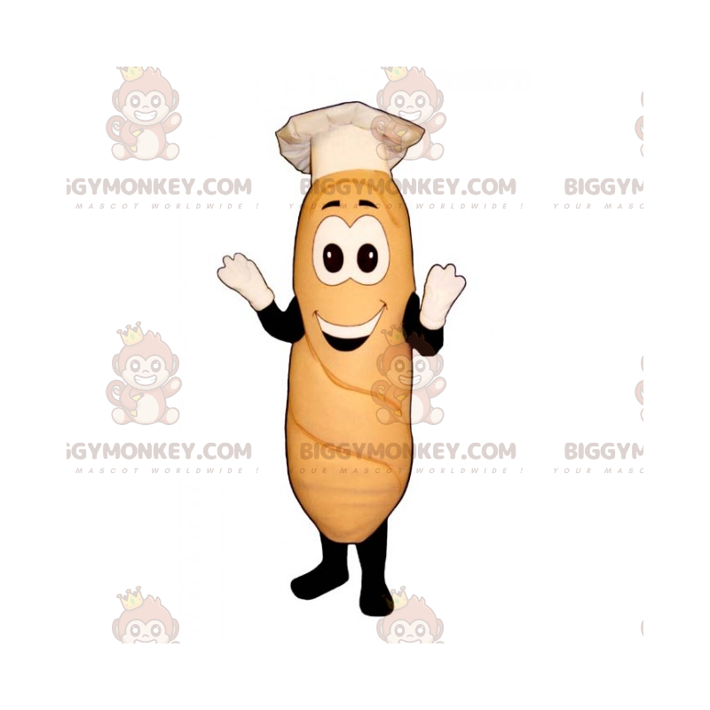 BIGGYMONKEY™ Breadstick maskottiasu kokin hatulla - BIGGYMONKEY™ Breadstick maskottiasu kokin hatulla -