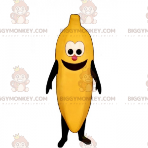 Costume de mascotte BIGGYMONKEY™ de banane avec visage souriant