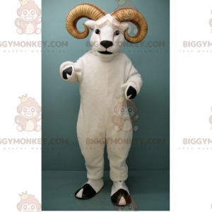 Big Horned White Ram BIGGYMONKEY™ maskotkostyme - Kumaskot - BIGGYMONKEY_015113 - BiggyMonkey.com