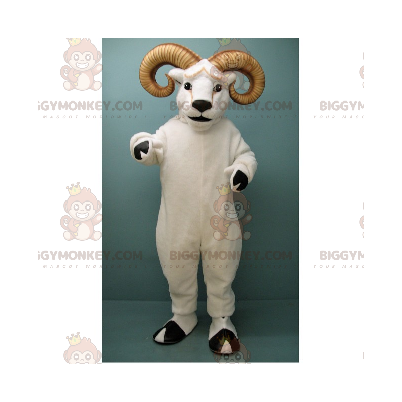 Big Horned White Ram BIGGYMONKEY™ Mascot Costume -