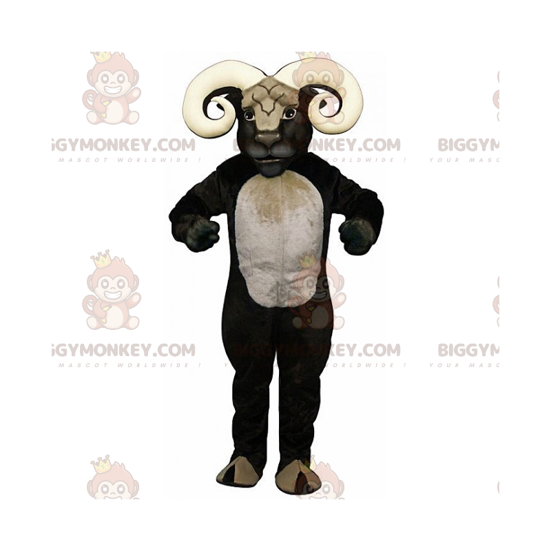 Traje de mascote de carneiro preto e branco BIGGYMONKEY™ – Traje de mascote de carneiro preto e branco BIGGYMONKEY™ –
