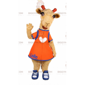 Disfraz de mascota Biquette BIGGYMONKEY™ con vestido naranja y