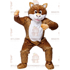 BIGGYMONKEY™ Costume mascotte gatto soriano arancione nero