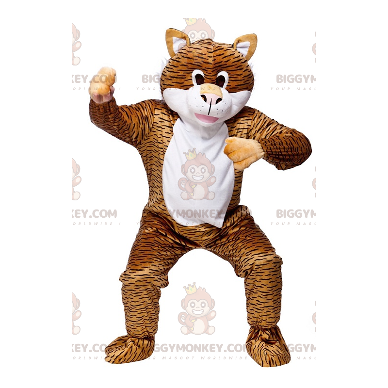 BIGGYMONKEY™ Costume mascotte gatto soriano arancione nero BIGGYMONKEY™ Costume mascotte gatto soriano arancione nero