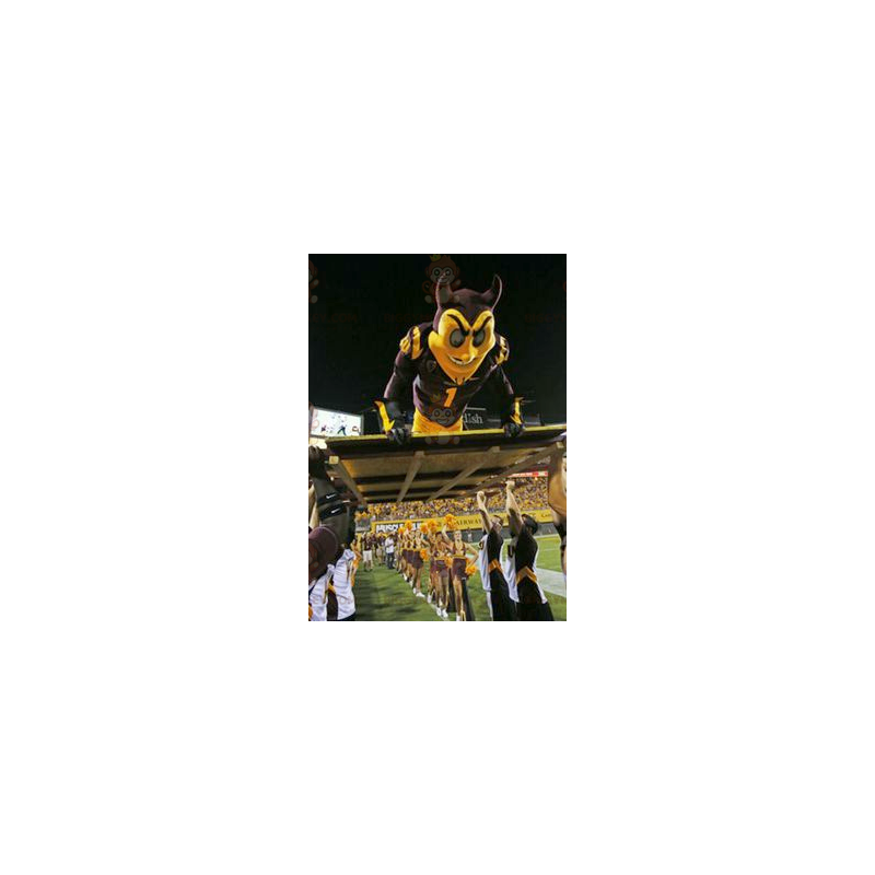 Black and Yellow Devil BIGGYMONKEY™ Mascot Costume in Black and Yellow Devil BIGGYMONKEY™ Mascot Costume in