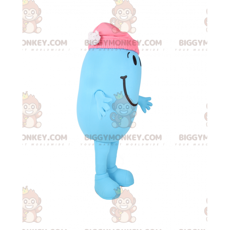 BIGGYMONKEY™ smilende snemandsmaskotkostume med lyserød hue - BIGGYMONKEY™ smilende snemandsmaskotkostume med lyserød hue -
