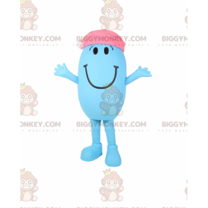 BIGGYMONKEY™ Glimlachend Sneeuwman-mascottekostuum met roze