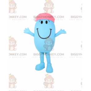 BIGGYMONKEY™ Smiling Snowman Mascot Costume With Pink Beanie -