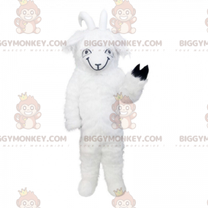 BIGGYMONKEY™ Mascot Costume White Goat With Black Paw -