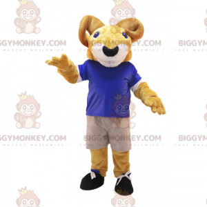 BIGGYMONKEY™ Ziegen-Maskottchen-Kostüm im Fußball-Outfit -