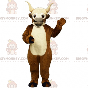 BIGGYMONKEY™ Μασκότ στολή καφέ κατσίκα με λευκή κοιλιά -