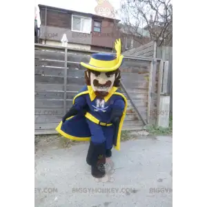 Kostým maskota modrého a žlutého mušketýra BIGGYMONKEY™ –