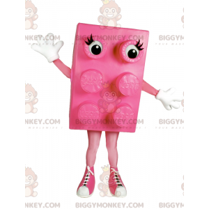 Costume de mascotte BIGGYMONKEY™ de brique lego rose avec