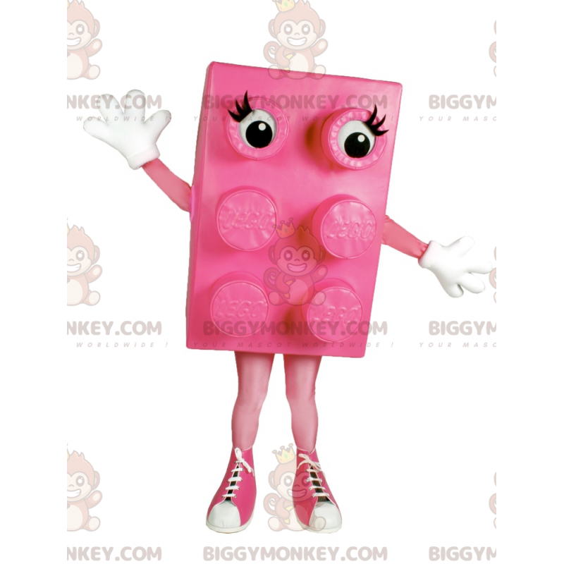 Costume da mascotte BIGGYMONKEY™ in mattoncini lego rosa con