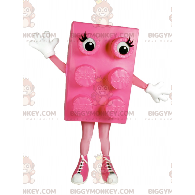 Pink lego brick BIGGYMONKEY™ mascot costume with basketball – Pink lego brick BIGGYMONKEY™ mascot costume with basketball –
