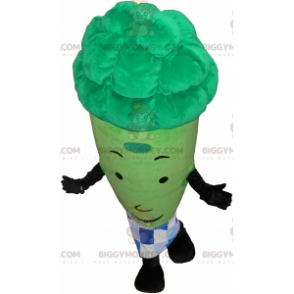 Broccoli BIGGYMONKEY™ Mascot Costume with Plaid Apron –